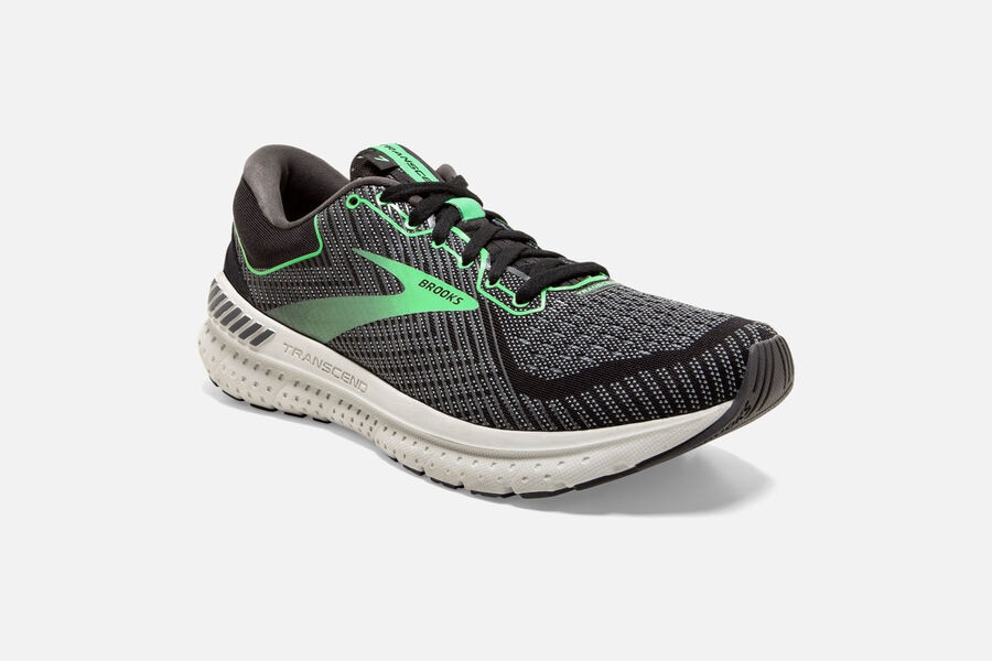 Brooks Running Shoes Womens Black/Green - Transcend 7 Road - 7812-OTNWD